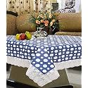 Kuber Industries Polyvinyl Chloride Polka Dots Print Rectangular Table Cloth 4 Seater|Waterproof Center Table Cover|Table Protector for Indoor &amp; Outdoor 60X40 (Blue)