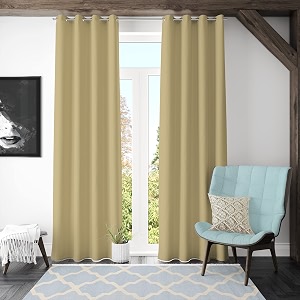 kuber industries polyester decorative 7 feet window solid opaque curtain darkening blackout  drapes solid curtain with 8 eyelet for home amp office gold
