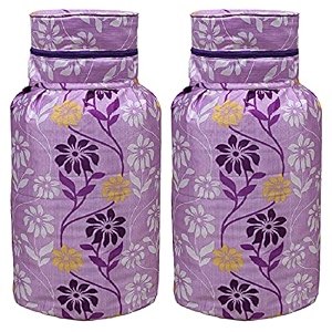 kuber industries polyester floral print waterproof and dustproof cylinder cover for home amp kitchen pack of 2 purple