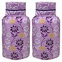 Kuber Industries polyester Floral Print Waterproof and Dustproof Cylinder Cover For Home &amp; Kitchen Pack of 2 (Purple)