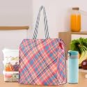 Kuber Industries Polyester Office Lunch Bag for Men &amp; Women | Multi-Purpose Travel Tiffin Carry Bag | Perfect for Picnic, College, School Use | Shopping &amp; Grocery Bag | Pixel Check - Orange