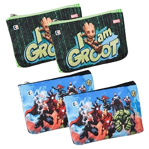 kuber industries pack of 4 pencil pouch  square stationary pouch  pen-pencil box for kids  school geometry pouch  pencil utility bag  marvel pencil organizer  green amp black