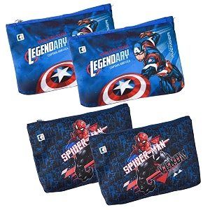 kuber industries polyester pack of 4 pencil pouch  square stationary pouch  pen-pencil box for kids  school geometry pouch  pencil utility bag  marvel pencil organizer  royal blue amp navy blue