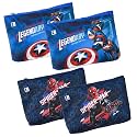 Kuber Industries Polyester Pack of 4 Pencil Pouch | Square Stationary Pouch | Pen-Pencil Box for Kids | School Geometry Pouch | Pencil Utility Bag | Marvel Pencil Organizer | Royal Blue & Navy Blue