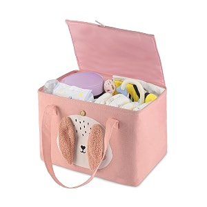 kuber industries premium kawaii essentials caddy bag  aesthetic baskets for new born clothes  cute stuff holder amp organizer for baby toys diaper amp wet wipes  gm-26-pnk  pink rabbit