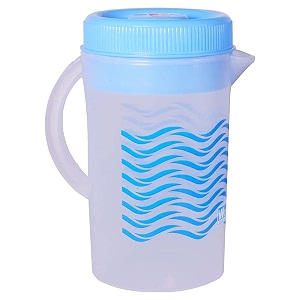 kuber industries printed plastic water jug with lid 2ltr blue