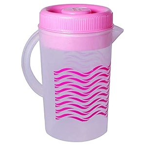 kuber industries printed plastic water jug with lid 2ltr pink