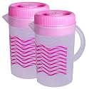 Kuber Industries Printed Plastic Water Jug with Lid, 2Ltr, Pack of 2 (Pink)