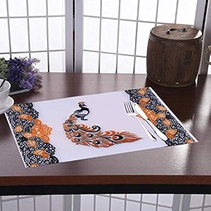 kuber industries pvc 6 pieces dining table placemat set white -ctltc011130