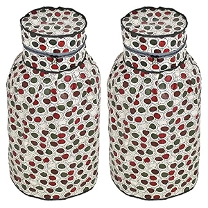 kuber industries pvc circle print waterproof and dustproof cylinder cover for home amp kitchen pack of 2 cream