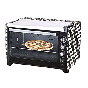kuber industries oven top cover  non-woven microwave oven top cover with 4 utility pockets  oven cover for kitchen dcor  barik check oven top cover  brown