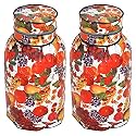Kuber Industries PVC Fruits Print Waterproof and Dustproof Cylinder Cover For Home &amp; Kitchen Pack of 2 (Red)