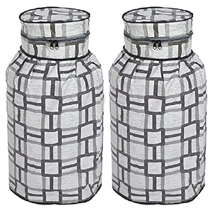 kuber industries pvc square print waterproof and dustproof cylinder cover for home amp kitchen pack of 2 grey