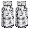 Kuber Industries PVC Square Print Waterproof and Dustproof Cylinder Cover For Home &amp; Kitchen Pack of 2 (Grey)