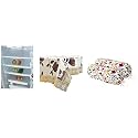 Kuber Industries PVC Waterproof &amp; Antislip Center Table Cover for 4 Seater &amp; Circle Design 6 Piece PVC Refrigerator Drawer Mat Set &amp; Flower Printed Soft &amp; Luxurious Decorative Cotton Bolster Cover