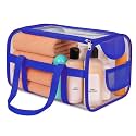 Kuber Industries PVC Waterproof Transparent Small Travel Toiletry Bag for Man/Woman with Handle | Cosmetic/Makeup Organizer Pouch for Skincare &amp; Shaving Kit | Blue