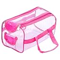 Kuber Industries PVC Waterproof Transparent Small Travel Toiletry Bag for Man/Woman with Handle | Cosmetic/Makeup Organizer Pouch for Skincare &amp; Shaving Kit | Pink
