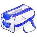 Kuber Industries PVC Waterproof Transparent Small Travel Toiletry Bag for Man/Woman with Handle | Cosmetic/Makeup Organizer Pouch for Skincare &amp; Shaving Kit | Blue