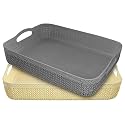 Kuber Industries Q-4 Designer Plastic Storage Basket For Store Fruits, Vegetables, Magazines, Cosmetics, Stationary Pack of 2 (Grey &amp; White)-50KM01592