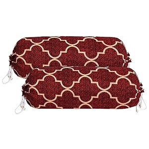 kuber industries quatrefoil print bolster cover with drawstringround bedside long pillow coverdewan pillow cover set 16 x 32 bolster cover set of 2 red