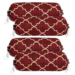kuber industries quatrefoil print bolster cover with drawstringround bedside long pillow coverdewan pillow cover set 16 x 32 bolster cover set of 4 red
