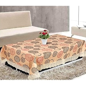 kuber industries rangoli print table cloth 4 seaterwaterproof center table covertable protector for indoor amp outdoor 60x40 brown