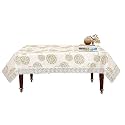 Kuber Industries Rangoli Print Table Cloth 4 Seater|Waterproof Center Table Cover|Table Protector for Indoor &amp; Outdoor 60x40 (Cream)