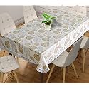 Kuber Industries Rangoli Print Table Cloth 6 Seater|Waterproof Dining Table Cover 6 Seater|Table Protector for Indoor &amp; Outdoor 90x60 (Cream)