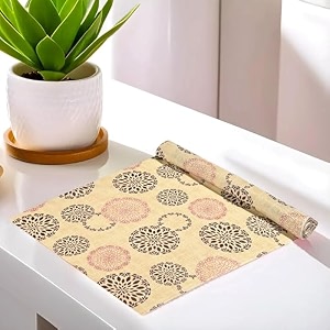 kuber industries geometric rangoli printed standard shelf liners for kitchen shelveswater proof dustproof5 mtr roll amp easy to cutsize 500 x 45 cm sandstandard49km0394polyvinyl chloride beige