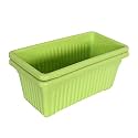 Kuber Industries Rectangular Jupiter Plastic Window Pot|Flower Planter for Home &amp; Balcony,Garden 14 Inches Pack of 2 (Green)