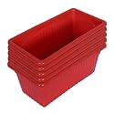 Kuber Industries Rectangular Jupiter Plastic Window Pot|Flower Planter for Home &amp; Balcony,Garden 14 Inches Pack of 5 (Red)