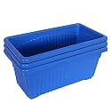 Kuber Industries Rectangular Jupiter Plastic Window Pot|Flower Planter for Home &amp; Balcony,Garden 14 Inches Pack of 3 (Blue)