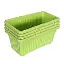 Kuber Industries Rectangular Jupiter Plastic Window Pot|Flower Planter for Home &amp; Balcony,Garden 14 Inches Pack of 4 (Green)