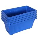 Kuber Industries Rectangular Jupiter Plastic Window Pot|Flower Planter for Home &amp; Balcony,Garden 14 Inches Pack of 5 (Blue)
