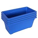 Kuber Industries Rectangular Jupiter Plastic Window Pot|Flower Planter for Home &amp; Balcony,Garden 14 Inches Pack of 4 (Blue)