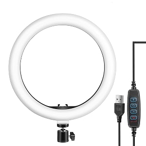 kuber industries ring light for video shooting with 3 modes  10 inch  makeup reels amp blogging selfie ring light for mobile amp camera setup  video making accessories kit  white