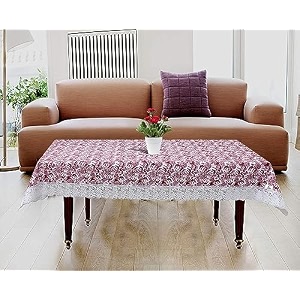 kuber industries rose print table cloth 4 seaterwaterproof center table covertable protector for indoor amp outdoor 60x40 maroon