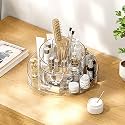 Kuber Industries Rotating makeup Organiser| 360 Rotation | Multipurpose Cosmetic Desk Storage for Vanity Counter Dresser | Bedroom Dresser Countertop | YM.6612T | Transparent