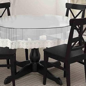 kuber industries round waterproof table coverpvc silver lace table clothidol for tea coffee tabletable sheet for round waterproof area 6034 inch silver