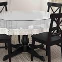Kuber Industries Round Waterproof Table Cover|PVC Silver Lace Table Cloth|Idol for Tea, Coffee table|Table Sheet for Round Waterproof Area 60" Inch (Silver)
