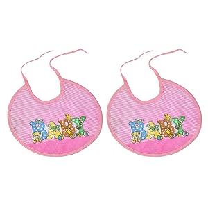 kuber industries rouned shaped unisex baby cotton super bib baby bib washable stain and odor resistant-pack of 2 pink-hs43kubmart25532