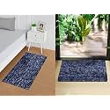 Kuber Industries Runner &amp; Door Mat Combo Set | Anti-Skid Lexus Home Decor Bedside Runner for Bedroom | Set of 2 | Blue