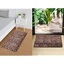 Kuber Industries Runner &amp; Door Mat Combo Set | Anti-Skid Lexus Home Decor Bedside Runner for Bedroom | Set of 2 | Brown