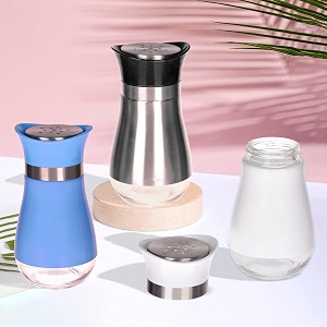 kuber industries salt shaker box  stainless steel pepper shaker box  chilli flakes seasoning sprinkler box  namak daani  dining table masala box dabbi  pack of 3  multi