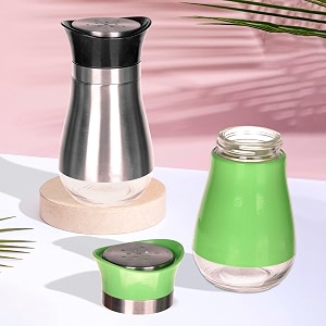 kuber industries salt shaker box  stainless steel pepper shaker box  chilli flakes seasoning sprinkler box  namak daani  dining table masala box dabbi  pack of 2  multi