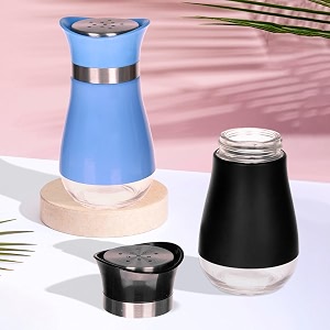 kuber industries salt shaker box  stainless steel pepper shaker box  chilli flakes seasoning sprinkler box  namak daani  dining table masala box dabbi  pack of 2  multi