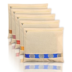 kuber industries clothes organizer for wardrobe pack of 5 - single storage organizer for saree  salwar suit  lehenga  clothes - dress organizer for wardrobe - single saree covers with zip cream