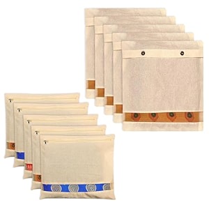 kuber industries saree bags combo set  cotton wardrobe organizer  clothes bags for storage  mesh window saree bags set  single packing saree cover  pack of 12  cream