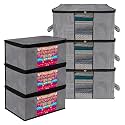 Kuber Industries Saree Cover &amp; Underbed Stoarge Bag Set | 2 Pieces Saree &amp; 2 Pieces Underbed Storage Bag Combo Set | Zipper Closure &amp; Handle | Wooden-Texture-Design | Set of 4 | Brown
