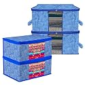 Kuber Industries Saree Cover &amp; Underbed Stoarge Bag Set | 2 Pieces Saree &amp; 2 Pieces Underbed Storage Bag Combo Set | Zipper Closure &amp; Handle | Check-Design | Set of 4 | Black